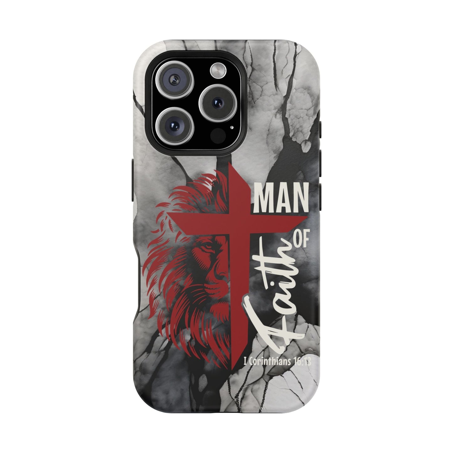 Man of Faith - Impact - Resistant Phone Case - Lion & Cross (Red) - Sacred Stylz