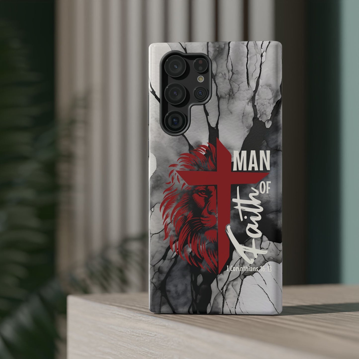 Man of Faith - Impact - Resistant Phone Case - Lion & Cross (Red) - Sacred Stylz