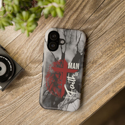 Man of Faith - Impact - Resistant Phone Case - Lion & Cross (Red) - Sacred Stylz
