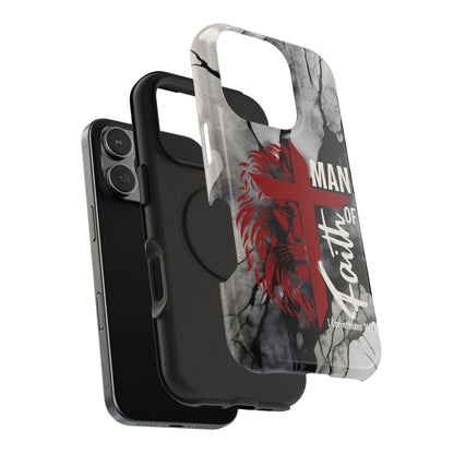 Man of Faith - Impact - Resistant Phone Case - Lion & Cross (Red) - Sacred Stylz
