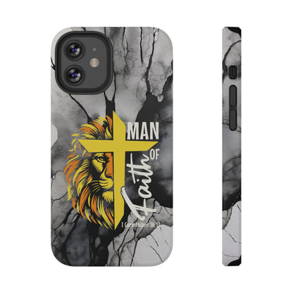 Man of Faith - Impact - Resistant Phone Case - Lion & Cross (Yellow) - Sacred Stylz
