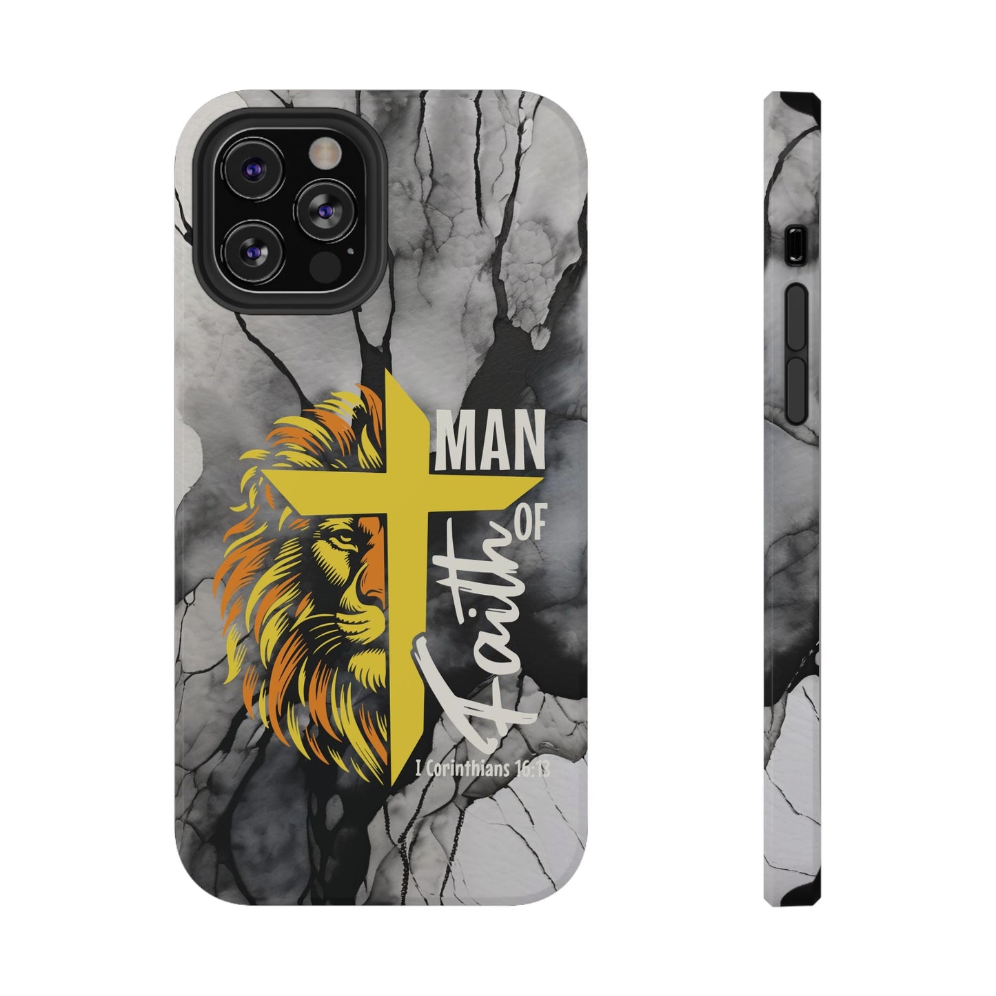 Man of Faith - Impact - Resistant Phone Case - Lion & Cross (Yellow) - Sacred Stylz