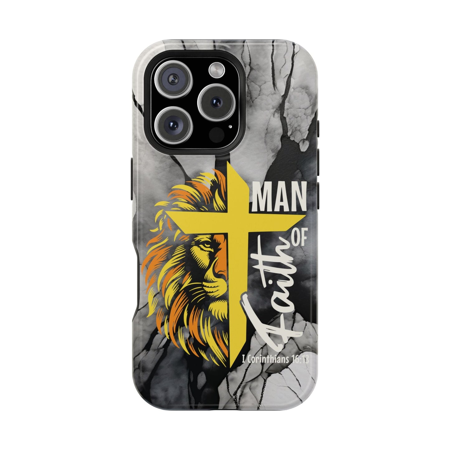 Man of Faith - Impact - Resistant Phone Case - Lion & Cross (Yellow) - Sacred Stylz