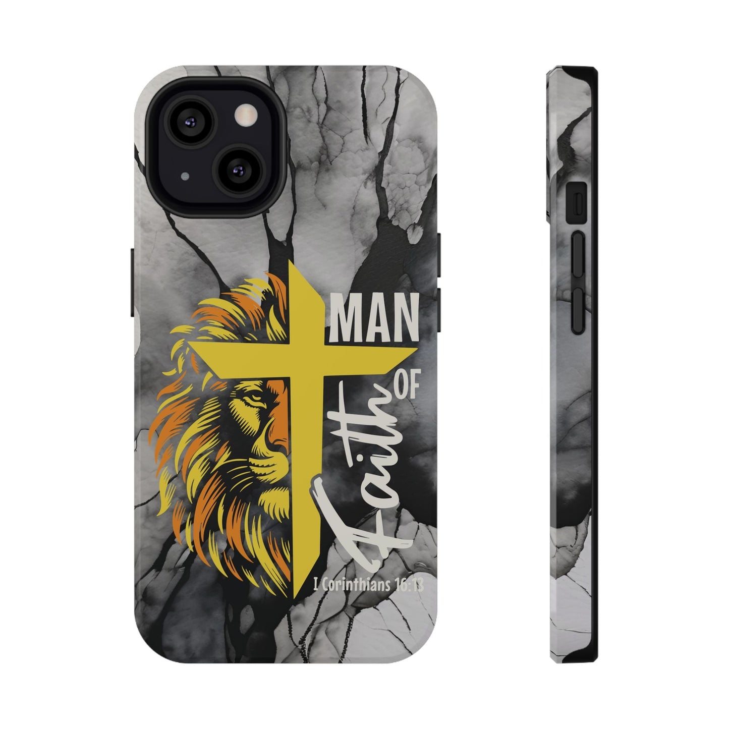 Man of Faith - Impact - Resistant Phone Case - Lion & Cross (Yellow) - Sacred Stylz