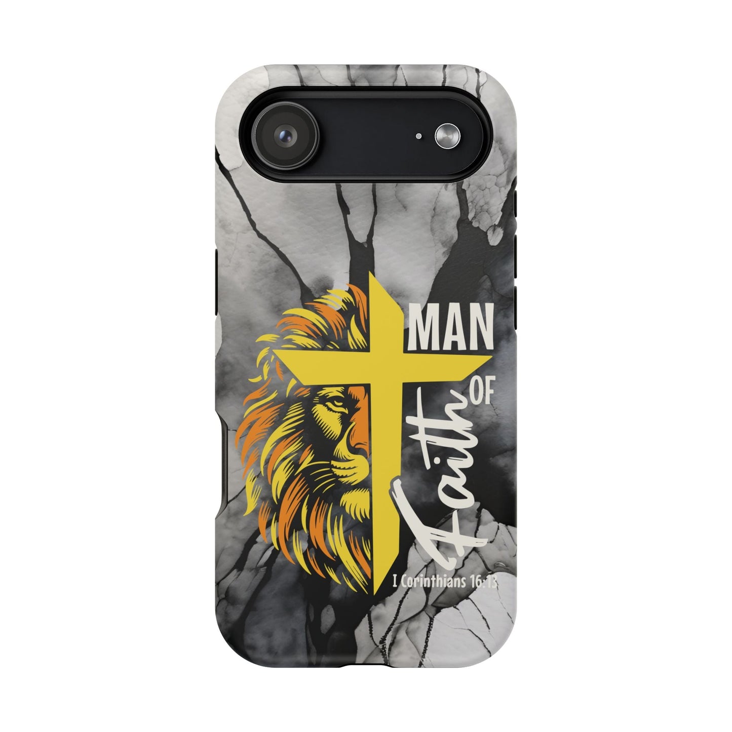 Man of Faith - Impact - Resistant Phone Case - Lion & Cross (Yellow) - Sacred Stylz