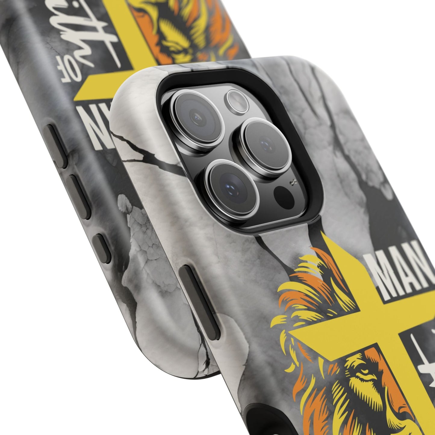 Man of Faith - Impact - Resistant Phone Case - Lion & Cross (Yellow) - Sacred Stylz