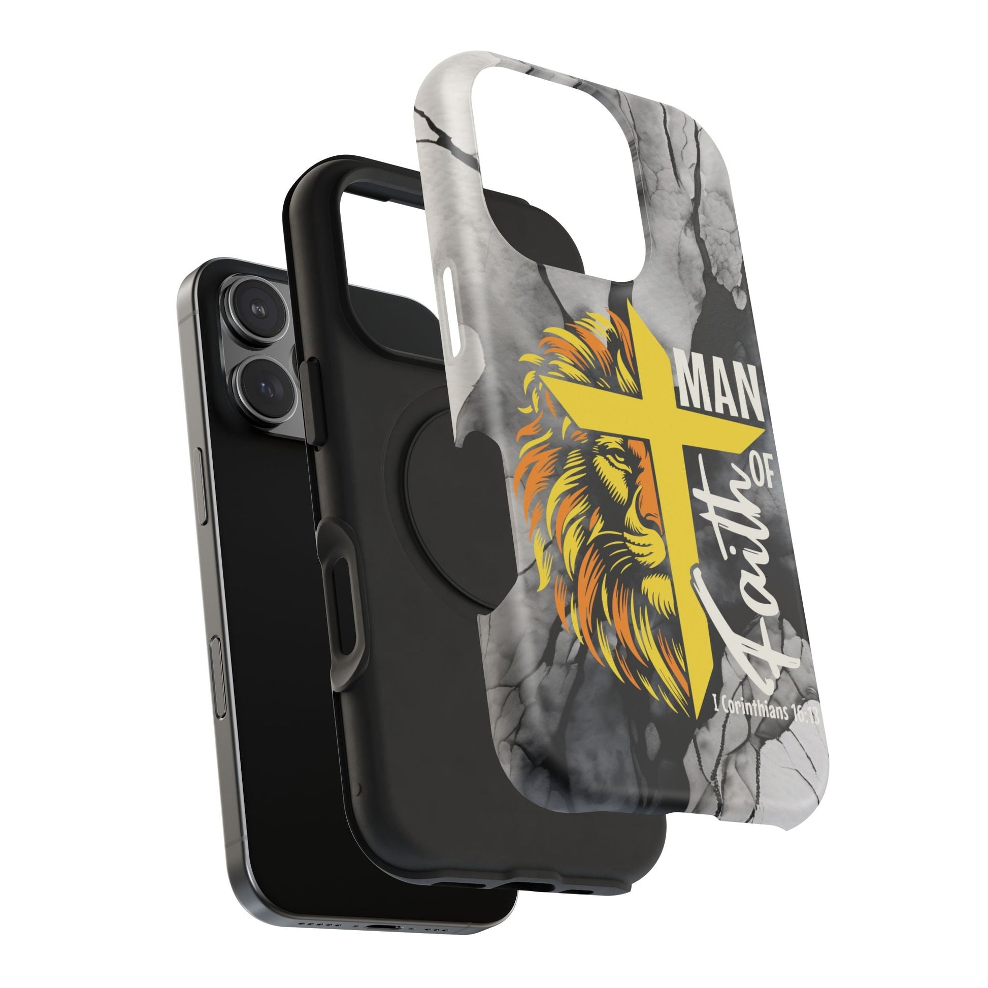 Man of Faith - Impact - Resistant Phone Case - Lion & Cross (Yellow) - Sacred Stylz