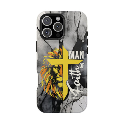 Man of Faith - Impact - Resistant Phone Case - Lion & Cross (Yellow) - Sacred Stylz