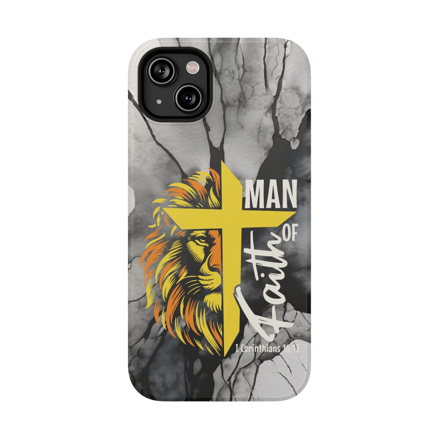 Man of Faith - Impact - Resistant Phone Case - Lion & Cross (Yellow) - Sacred Stylz