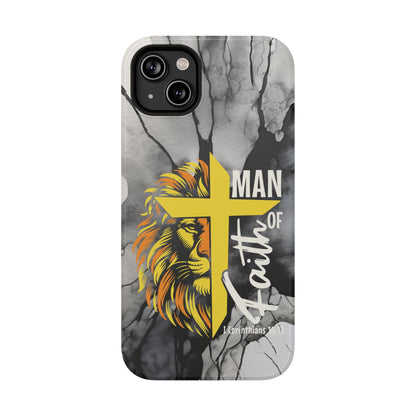 Man of Faith - Impact - Resistant Phone Case - Lion & Cross (Yellow) - Sacred Stylz