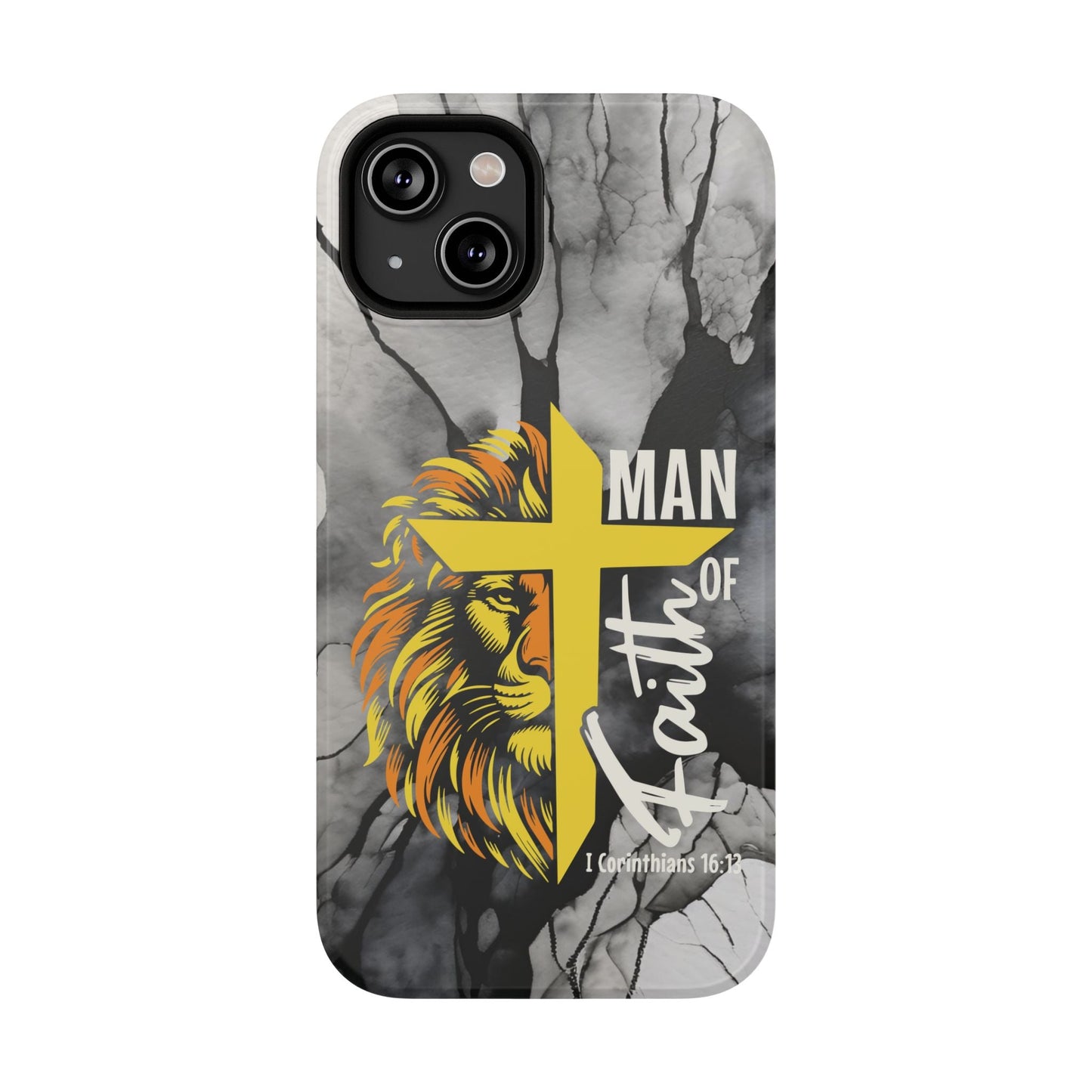 Man of Faith - Impact - Resistant Phone Case - Lion & Cross (Yellow) - Sacred Stylz