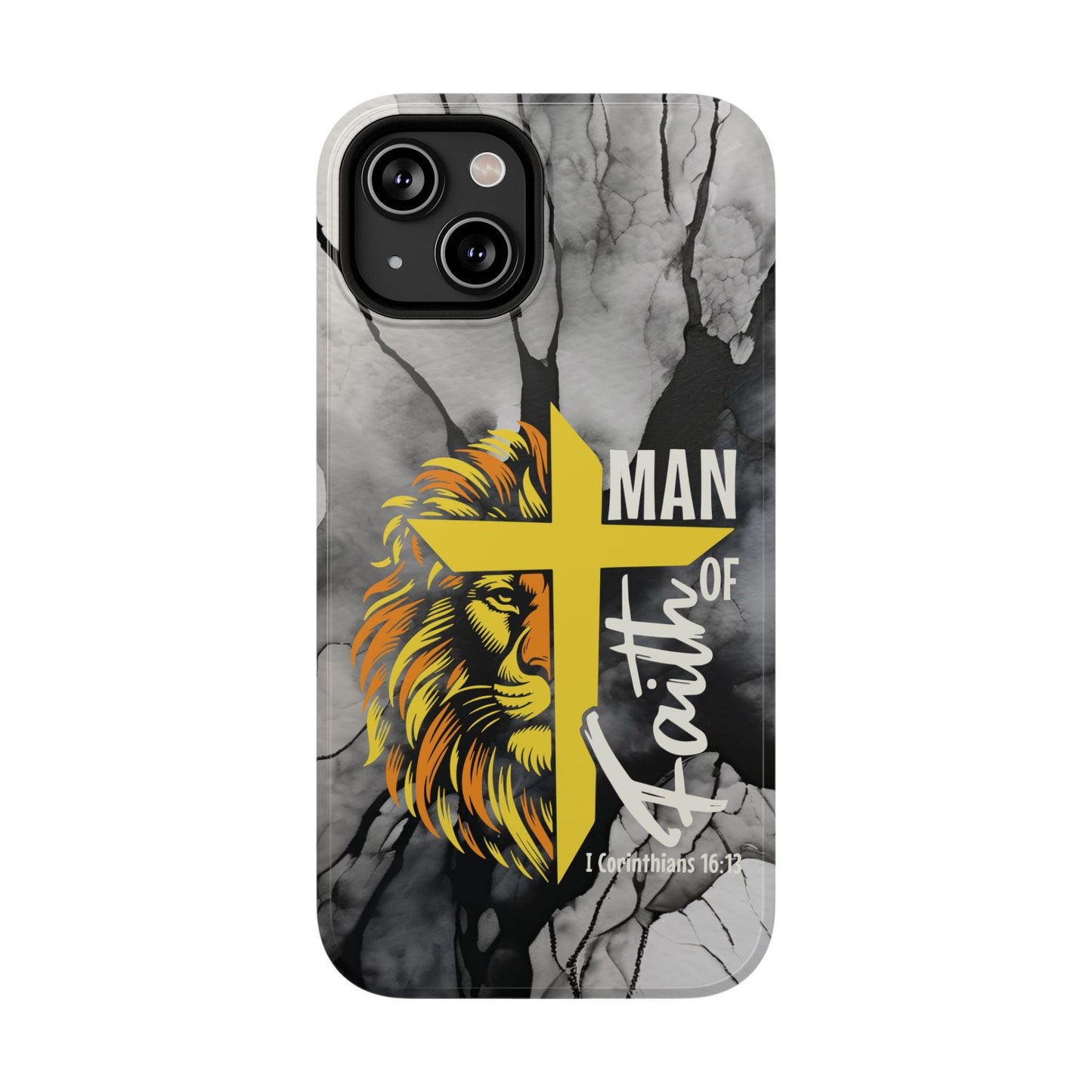 Man of Faith - Impact - Resistant Phone Case - Lion & Cross (Yellow) - Sacred Stylz