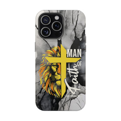 Man of Faith - Impact - Resistant Phone Case - Lion & Cross (Yellow) - Sacred Stylz