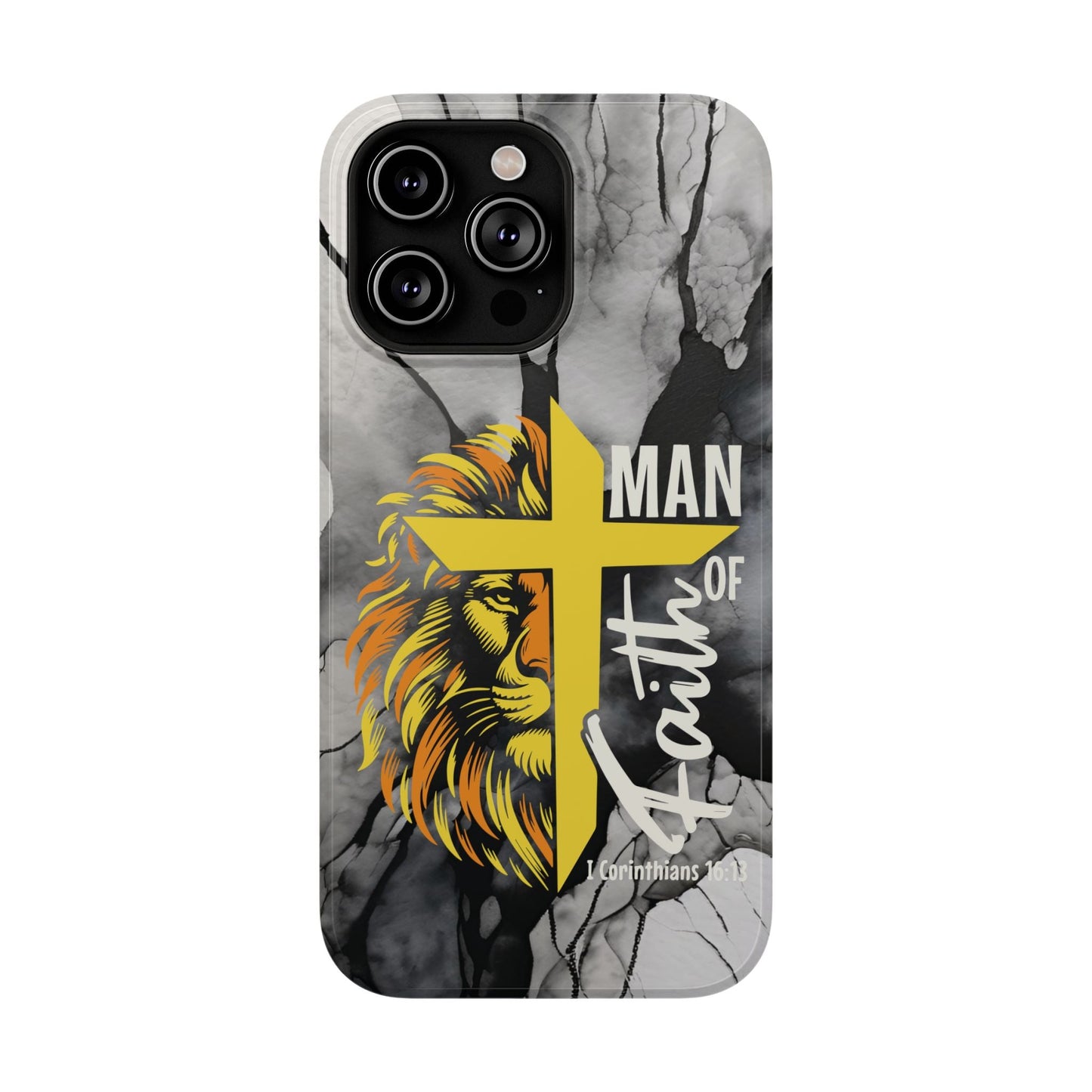 Man of Faith - Impact - Resistant Phone Case - Lion & Cross (Yellow) - Sacred Stylz