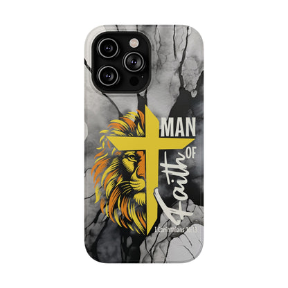 Man of Faith - Impact - Resistant Phone Case - Lion & Cross (Yellow) - Sacred Stylz