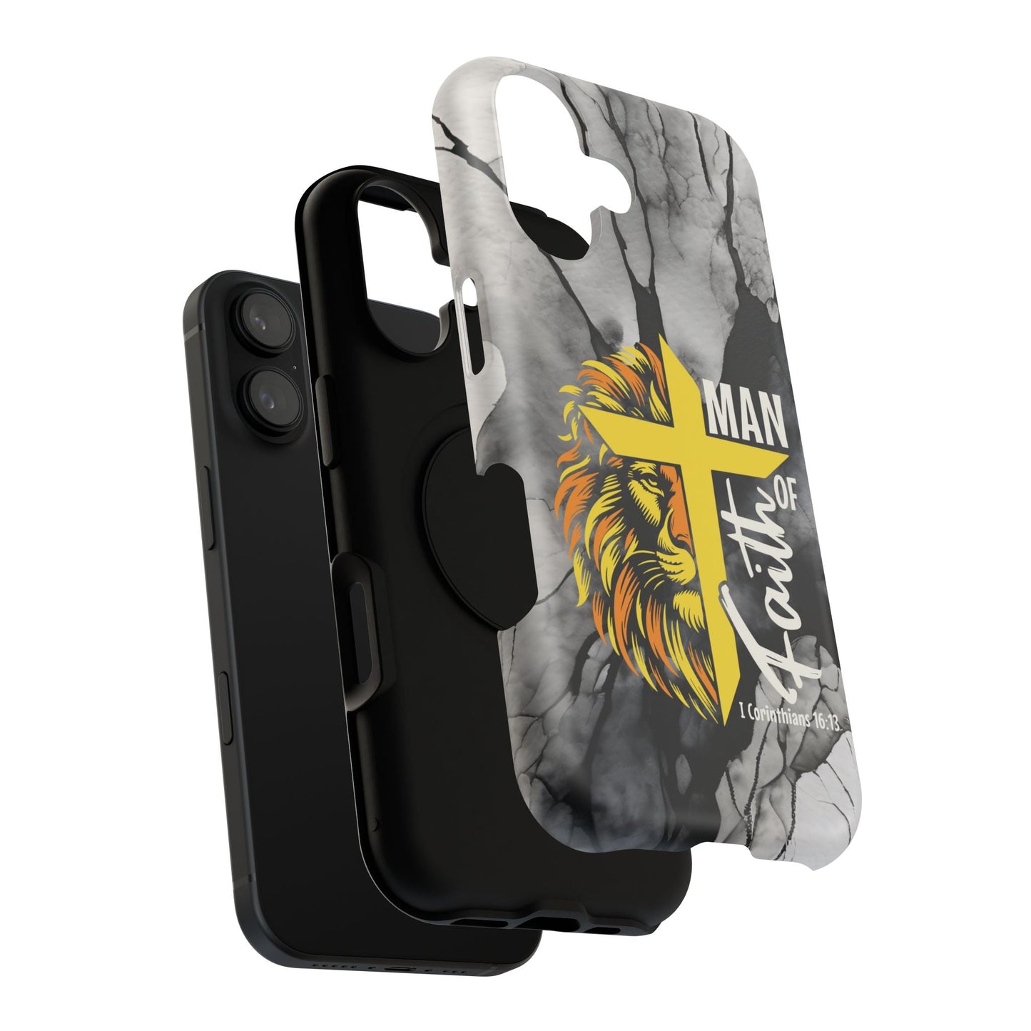 Man of Faith - Impact - Resistant Phone Case - Lion & Cross (Yellow) - Sacred Stylz