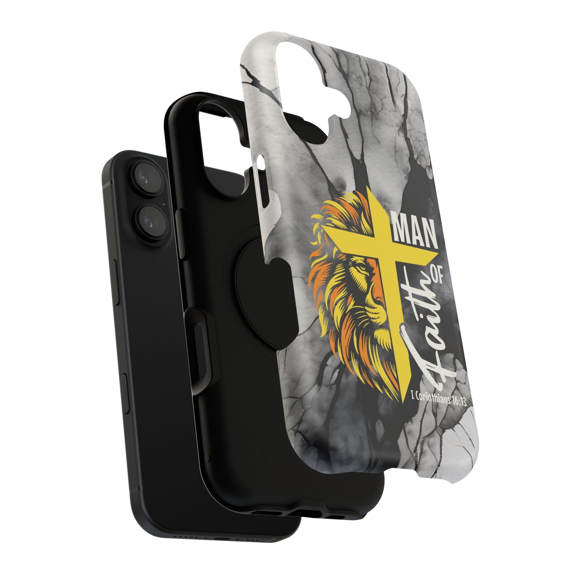 Man of Faith - Impact - Resistant Phone Case - Lion & Cross (Yellow) - Sacred Stylz