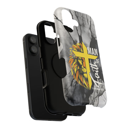 Man of Faith - Impact - Resistant Phone Case - Lion & Cross (Yellow) - Sacred Stylz