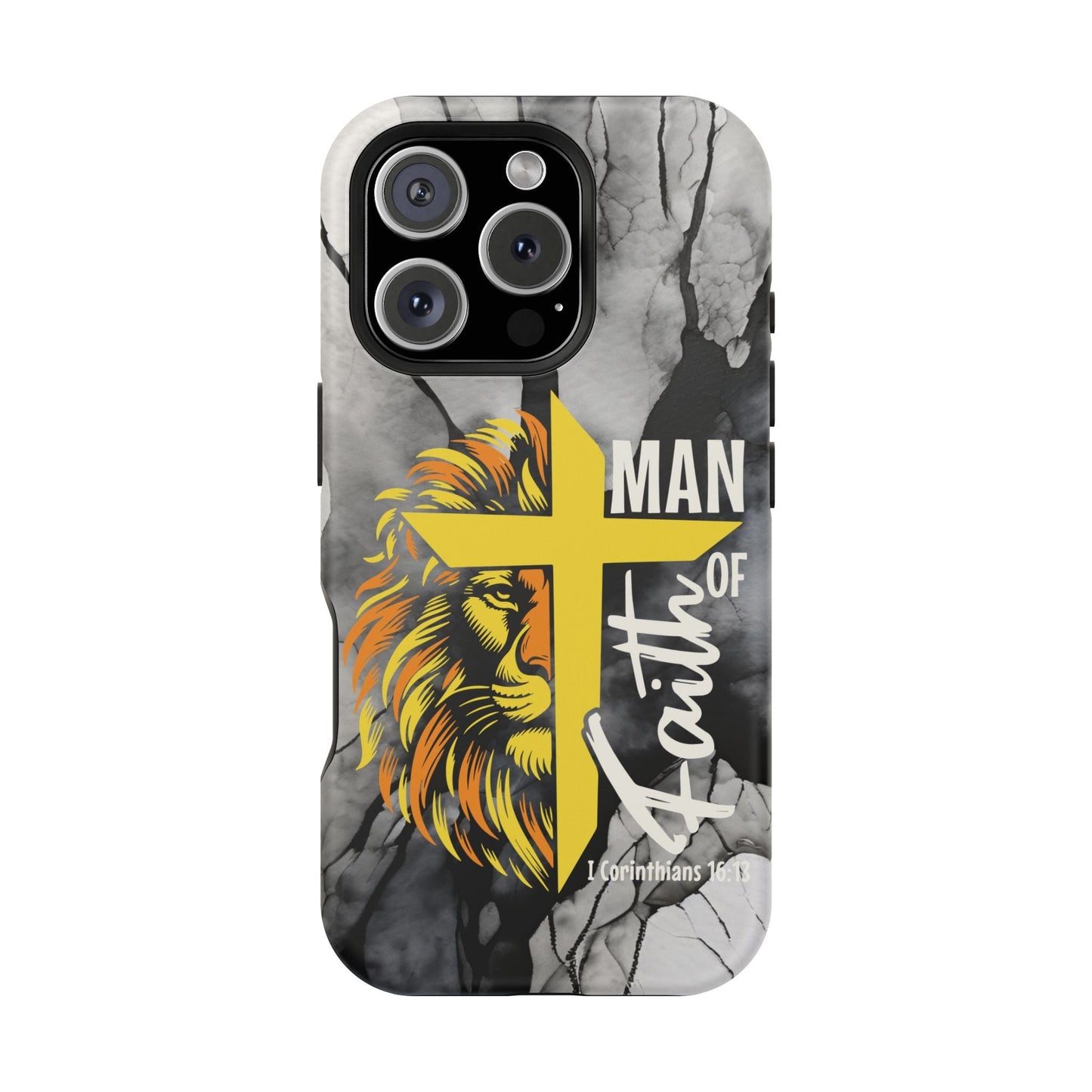 Man of Faith - Impact - Resistant Phone Case - Lion & Cross (Yellow) - Sacred Stylz