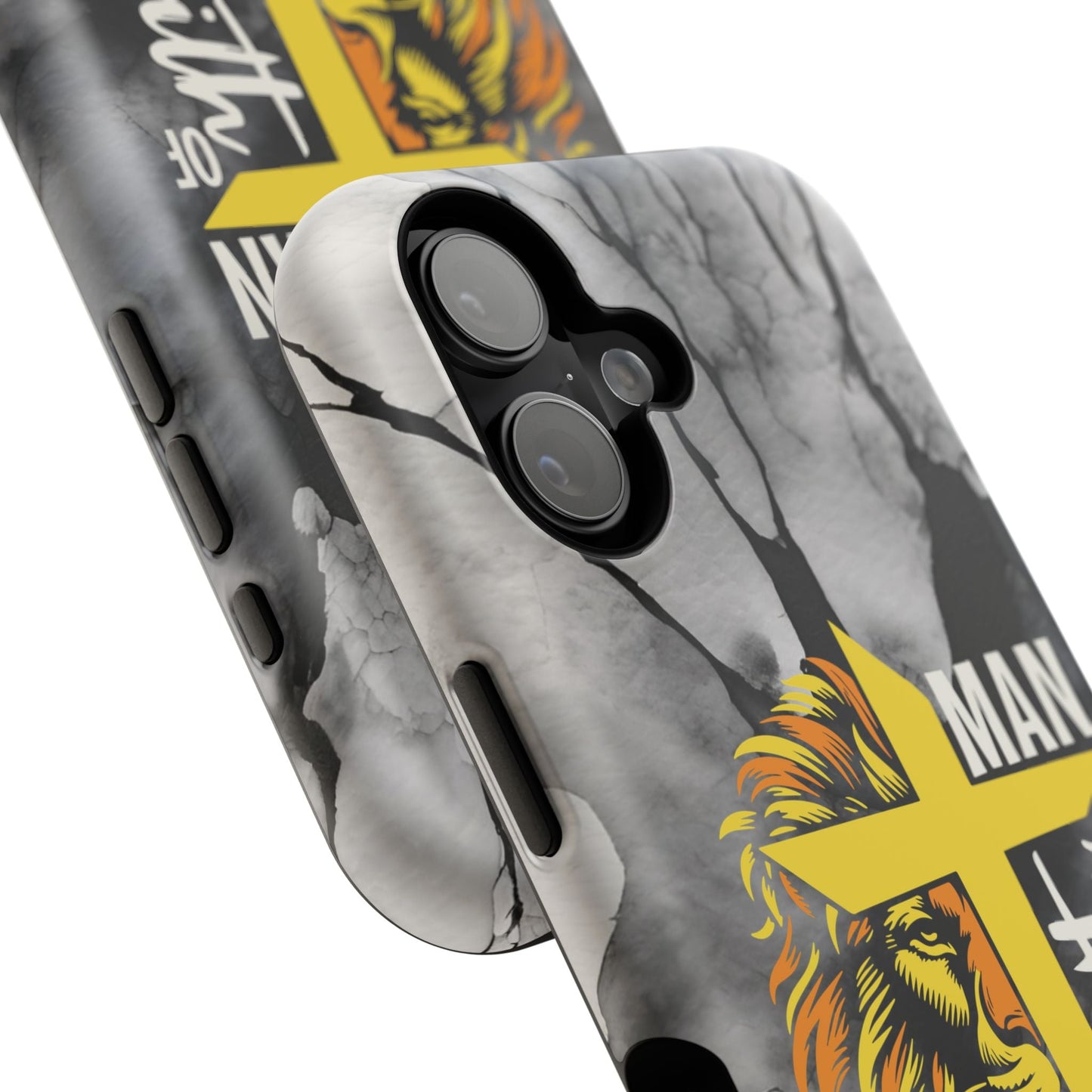 Man of Faith - Impact - Resistant Phone Case - Lion & Cross (Yellow) - Sacred Stylz