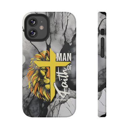 Man of Faith - Impact - Resistant Phone Case - Lion & Cross (Yellow) - Sacred Stylz