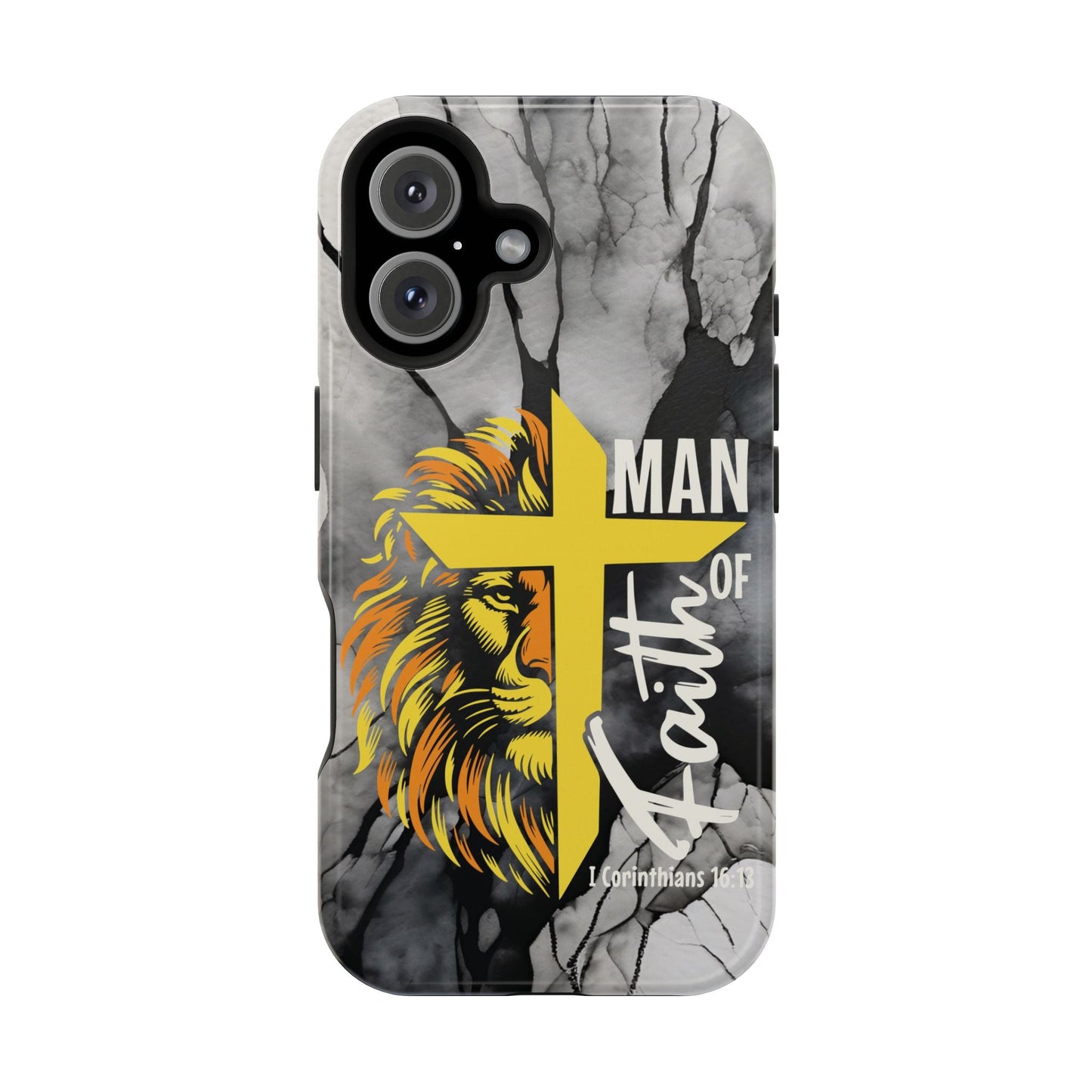 Man of Faith - Impact - Resistant Phone Case - Lion & Cross (Yellow) - Sacred Stylz