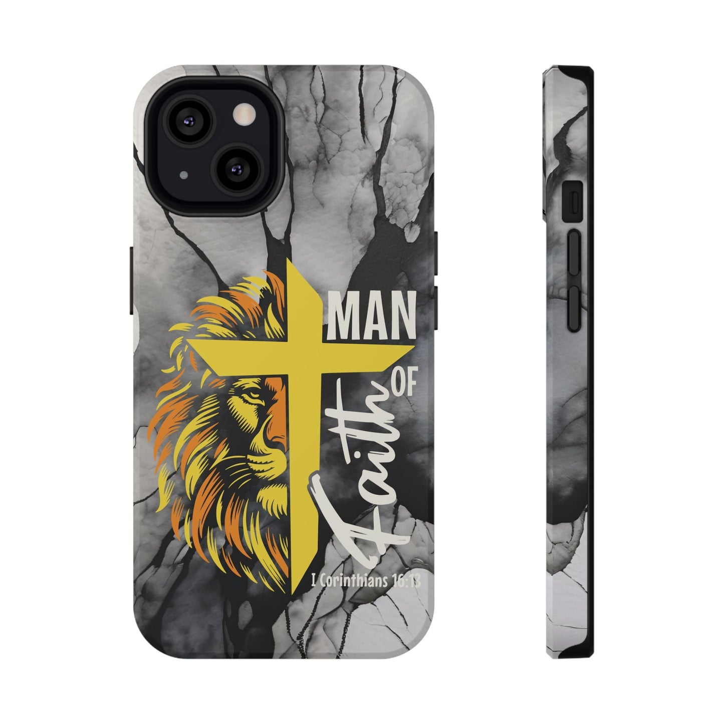Man of Faith - Impact - Resistant Phone Case - Lion & Cross (Yellow) - Sacred Stylz