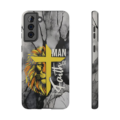 Man of Faith - Impact - Resistant Phone Case - Lion & Cross (Yellow) - Sacred Stylz