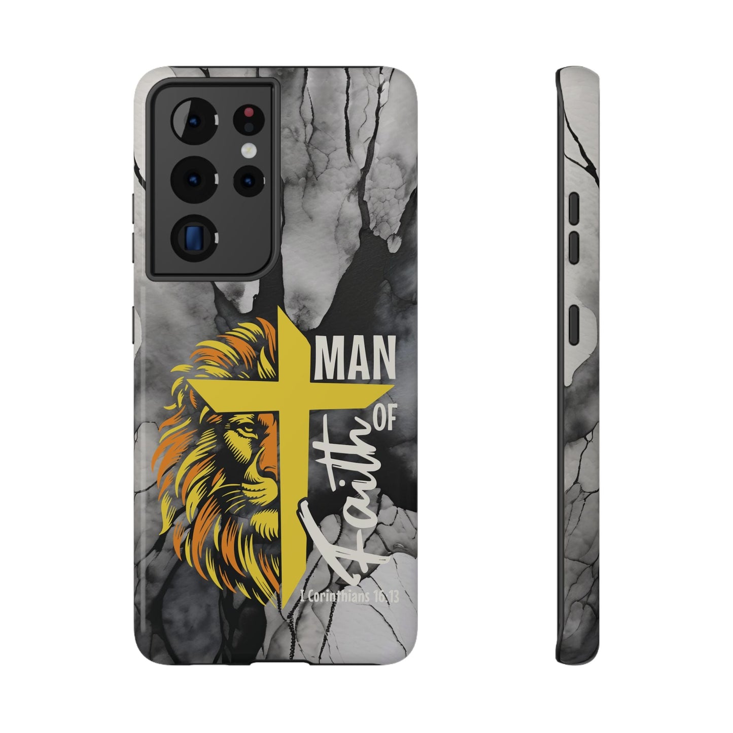 Man of Faith - Impact - Resistant Phone Case - Lion & Cross (Yellow) - Sacred Stylz