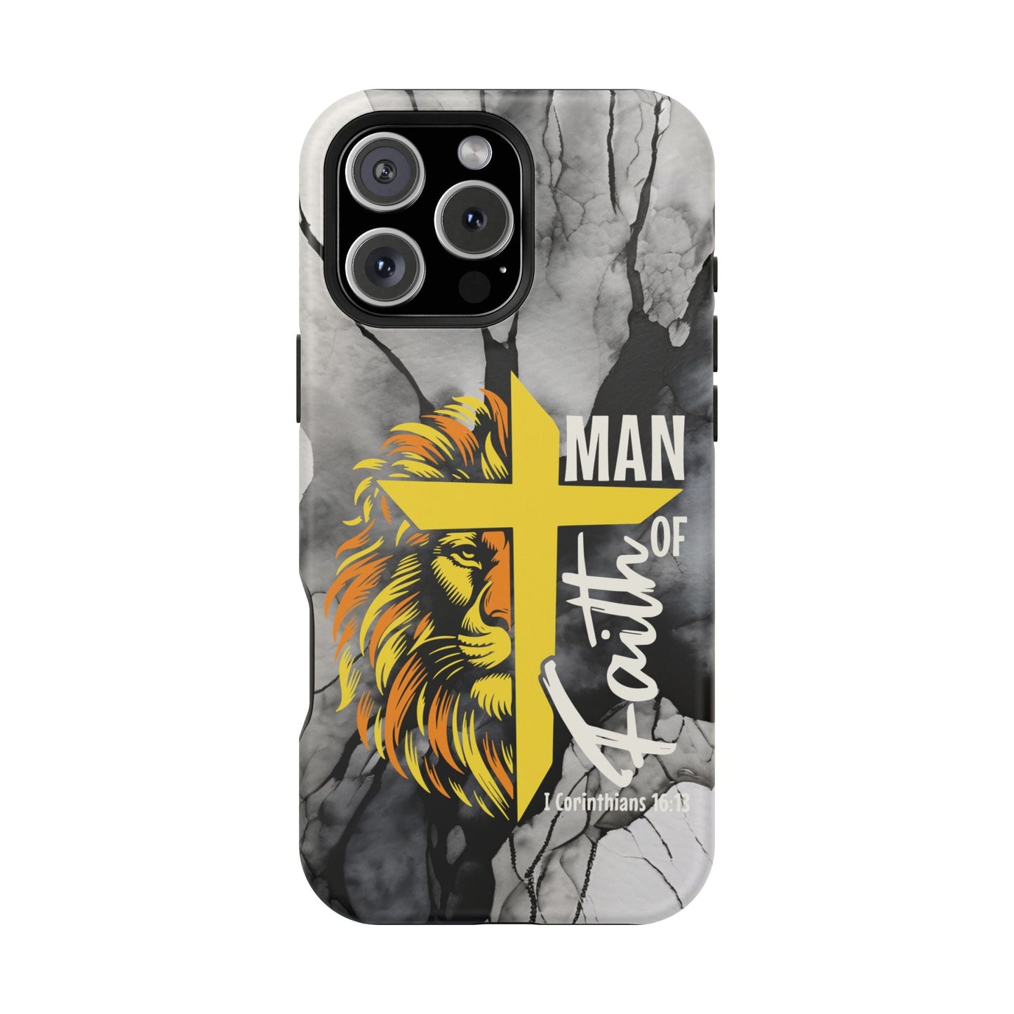 Man of Faith - Impact - Resistant Phone Case - Lion & Cross (Yellow) - Sacred Stylz