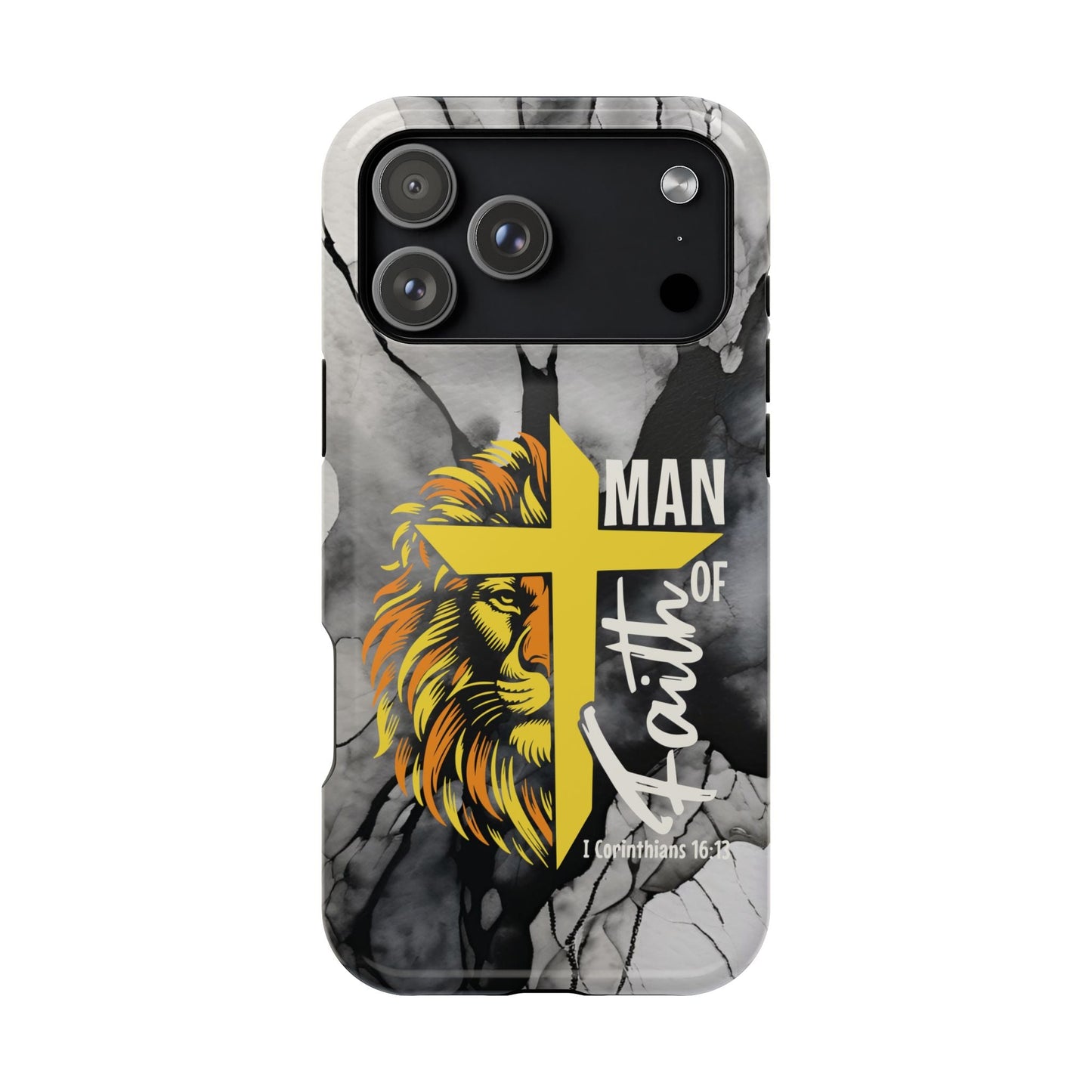 Man of Faith - Impact - Resistant Phone Case - Lion & Cross (Yellow) - Sacred Stylz