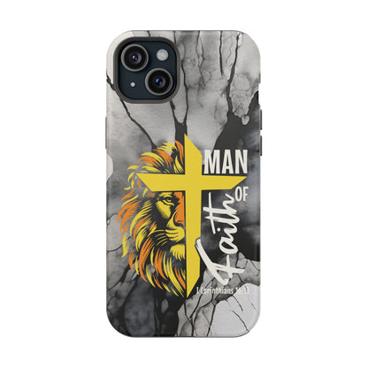 Man of Faith - Impact - Resistant Phone Case - Lion & Cross (Yellow) - Sacred Stylz