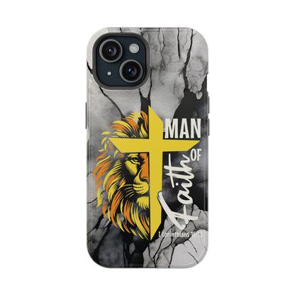 Man of Faith - Impact - Resistant Phone Case - Lion & Cross (Yellow) - Sacred Stylz
