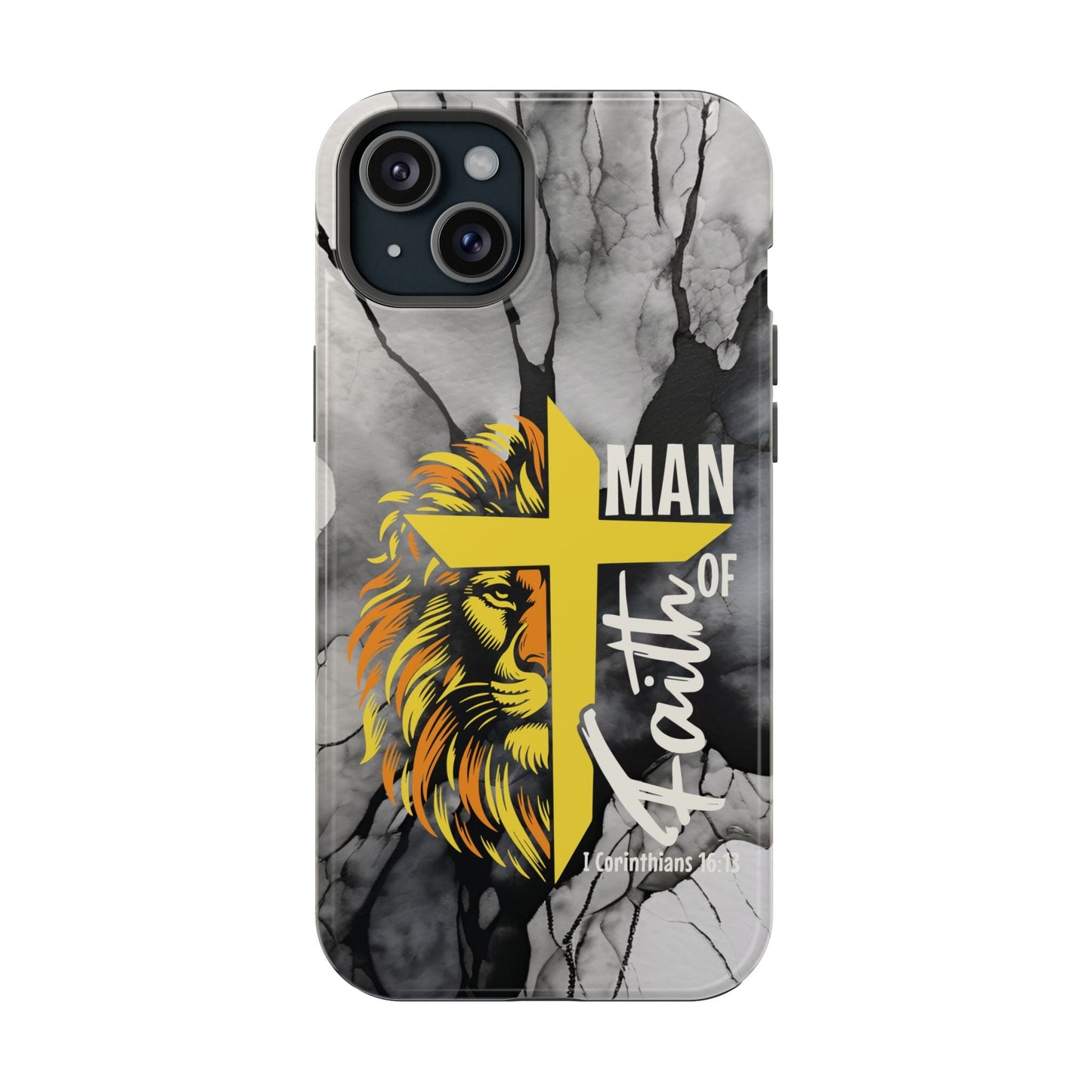 Man of Faith - Impact - Resistant Phone Case - Lion & Cross (Yellow) - Sacred Stylz