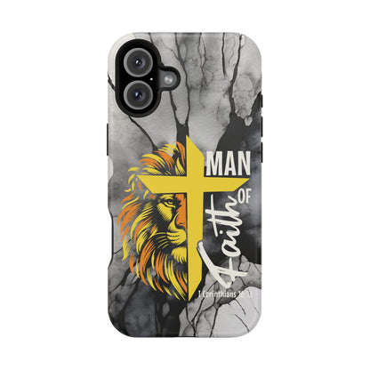 Man of Faith - Impact - Resistant Phone Case - Lion & Cross (Yellow) - Sacred Stylz