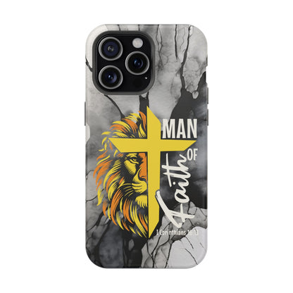 Man of Faith - Impact - Resistant Phone Case - Lion & Cross (Yellow) - Sacred Stylz