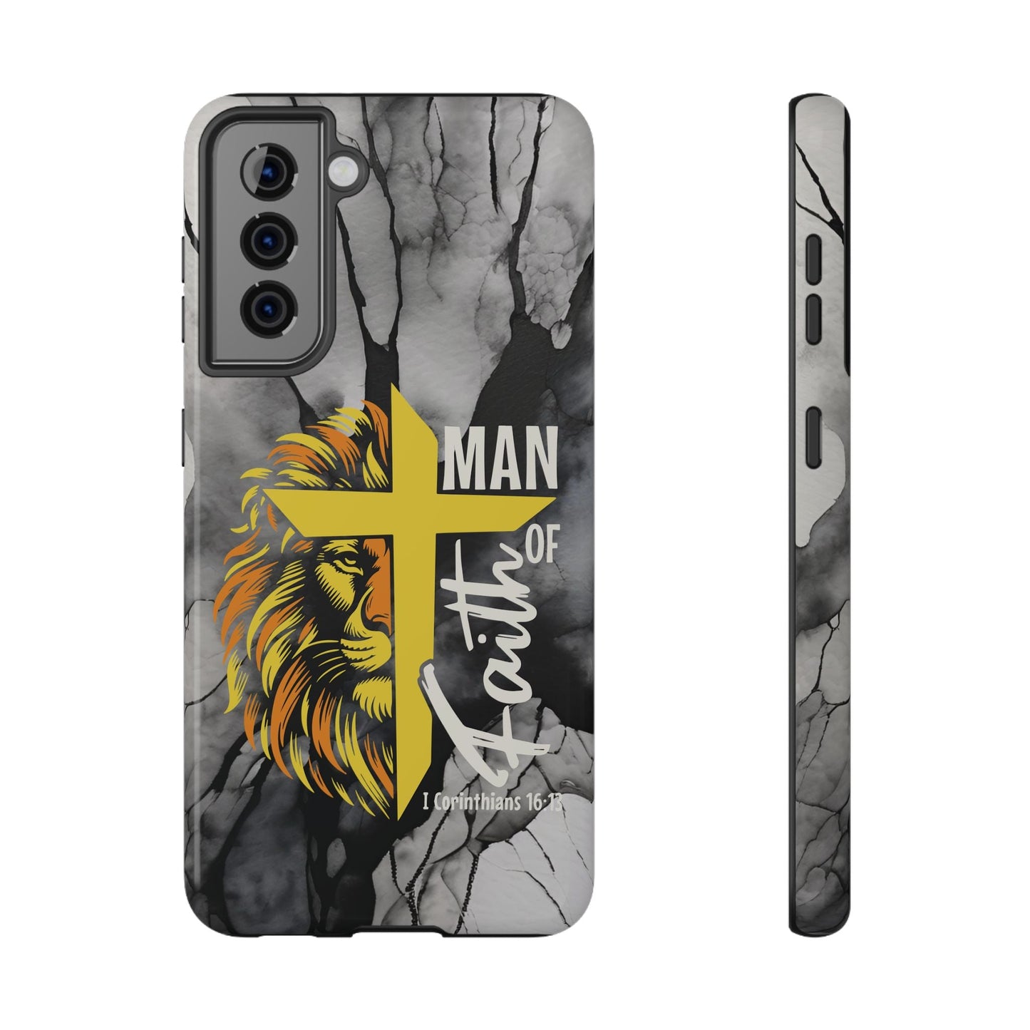 Man of Faith - Impact - Resistant Phone Case - Lion & Cross (Yellow) - Sacred Stylz