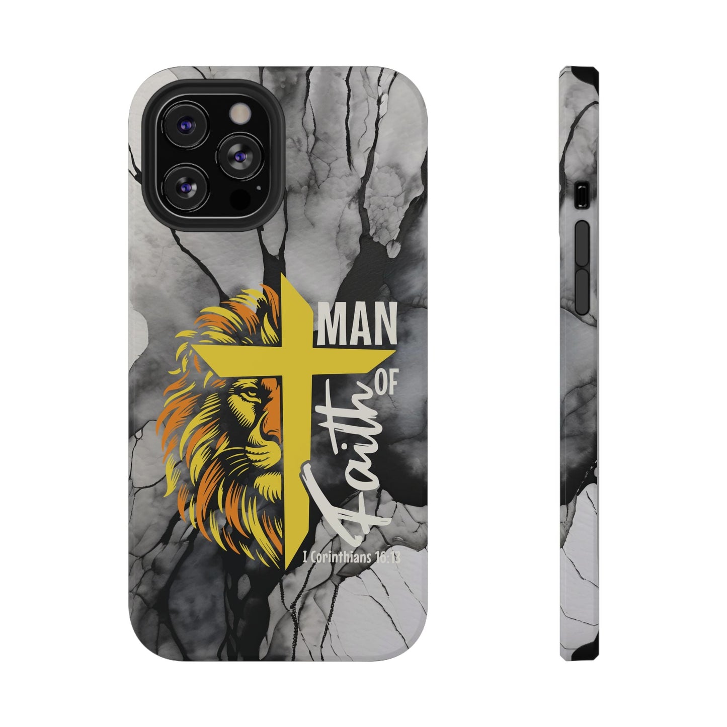 Man of Faith - Impact - Resistant Phone Case - Lion & Cross (Yellow) - Sacred Stylz