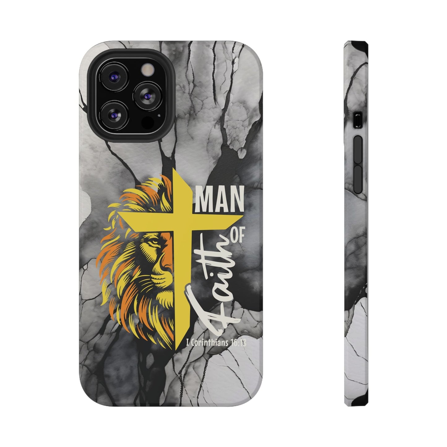Man of Faith - Impact - Resistant Phone Case - Lion & Cross (Yellow) - Sacred Stylz