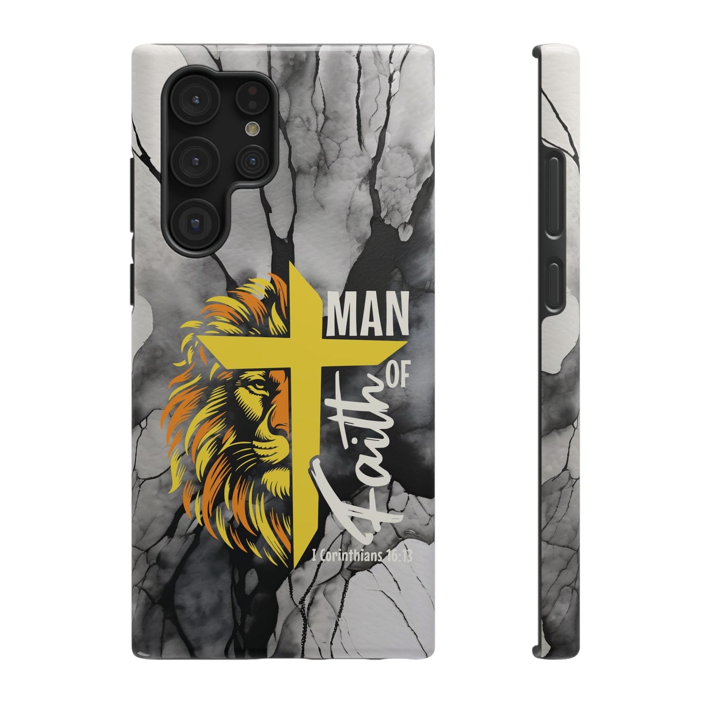 Man of Faith - Impact - Resistant Phone Case - Lion & Cross (Yellow) - Sacred Stylz