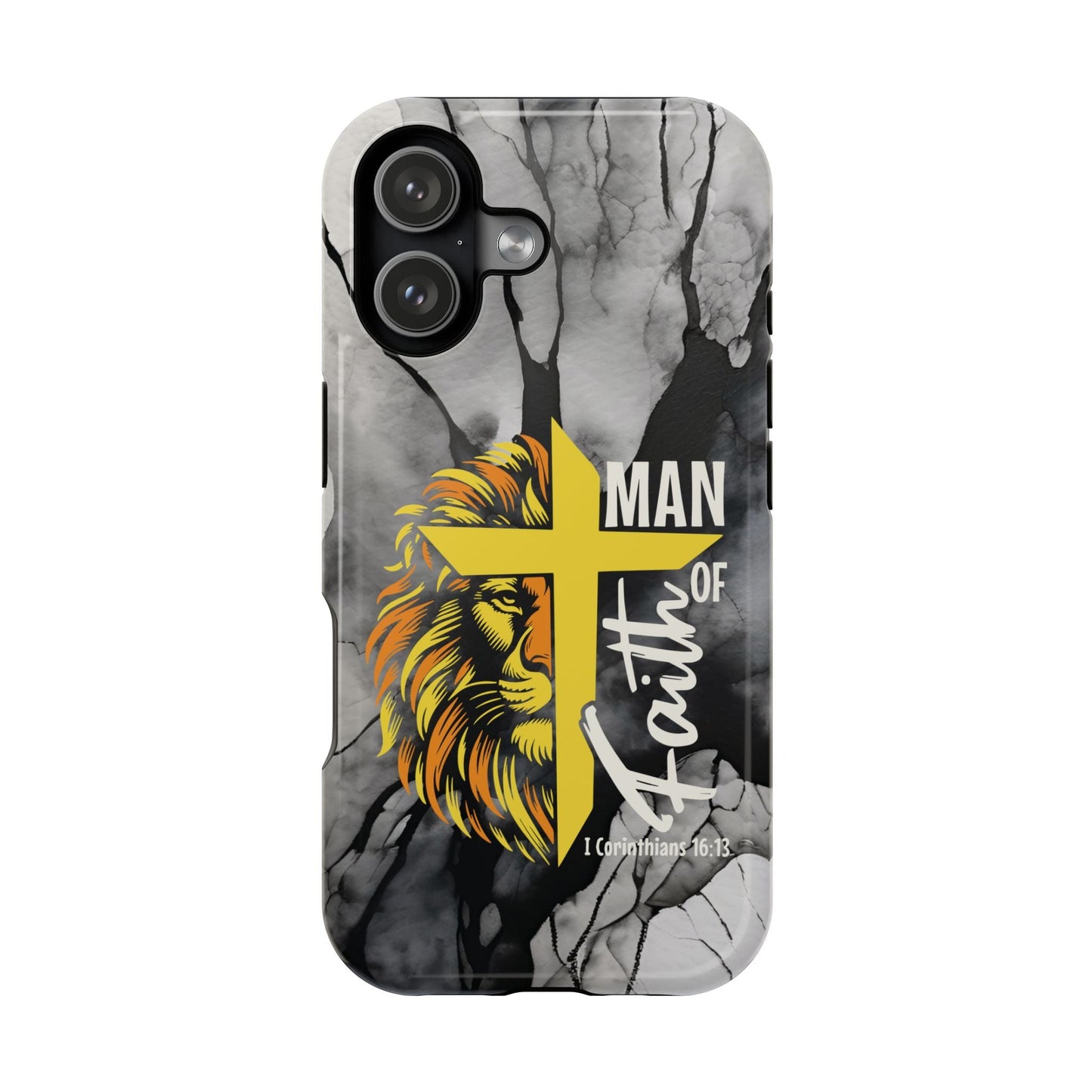 Man of Faith - Impact - Resistant Phone Case - Lion & Cross (Yellow) - Sacred Stylz
