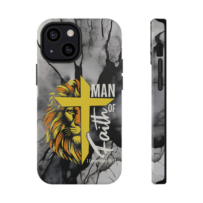 Man of Faith - Impact - Resistant Phone Case - Lion & Cross (Yellow) - Sacred Stylz