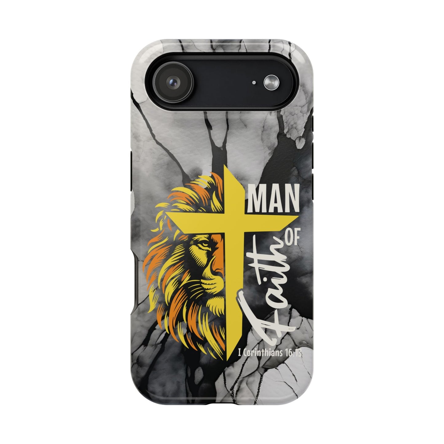 Man of Faith - Impact - Resistant Phone Case - Lion & Cross (Yellow) - Sacred Stylz