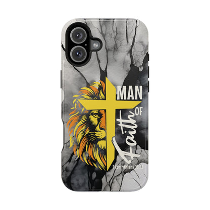 Man of Faith - Impact - Resistant Phone Case - Lion & Cross (Yellow) - Sacred Stylz