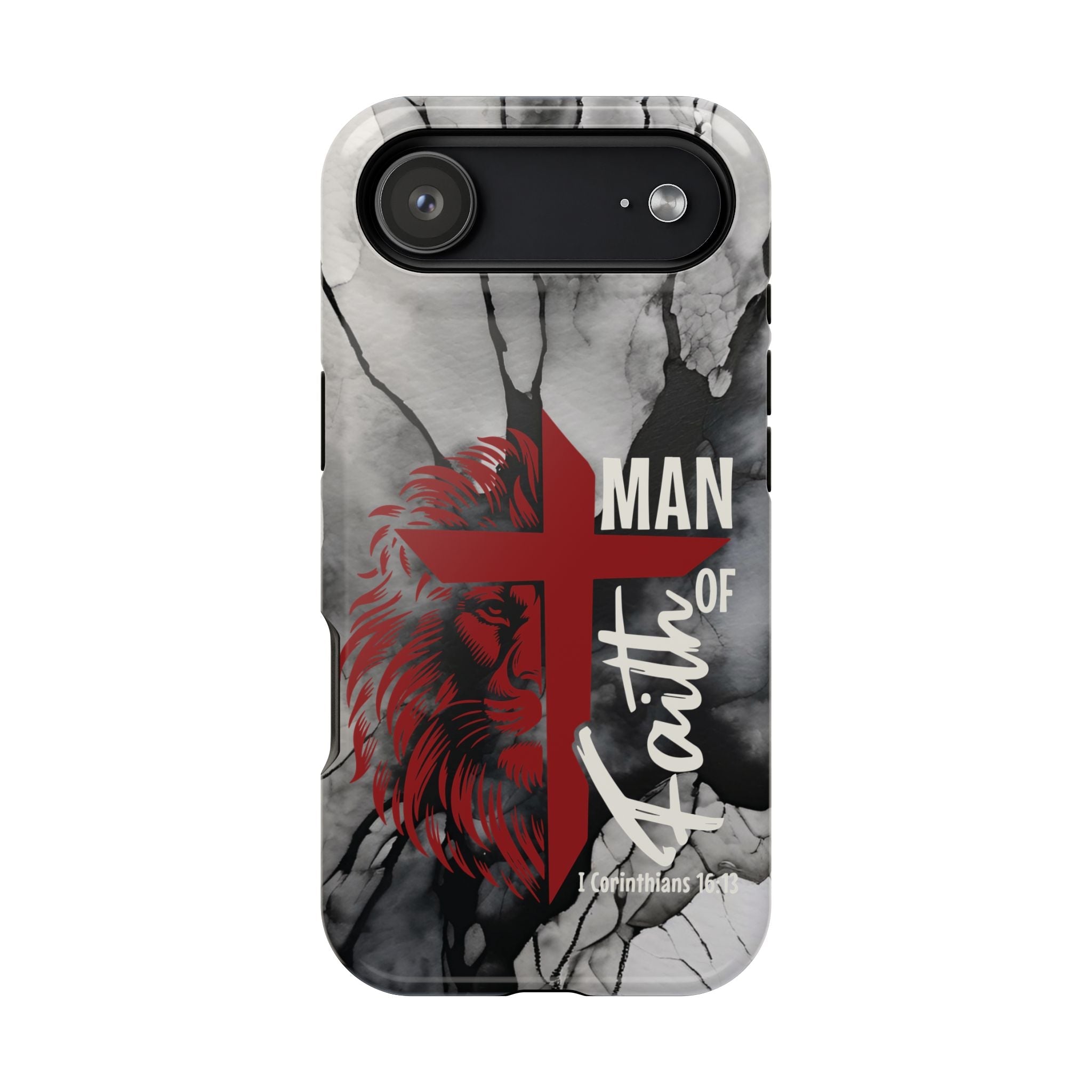 Man of Faith- Magnetic Tough Phone Case - Bible Verse (Red Lion) - (Fits Samsung & Apple) - Sacred Stylz