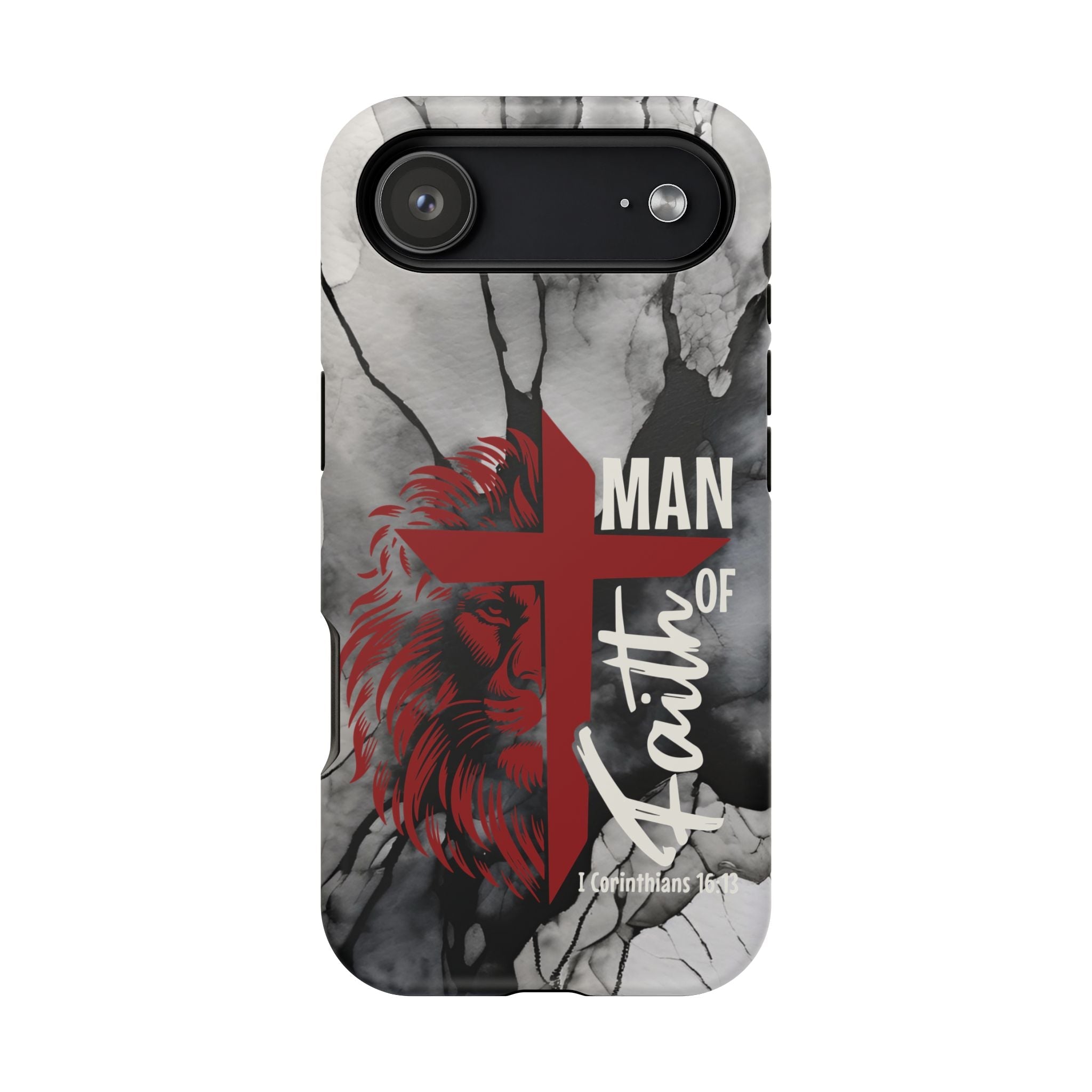 Man of Faith- Magnetic Tough Phone Case - Bible Verse (Red Lion) - (Fits Samsung & Apple) - Sacred Stylz