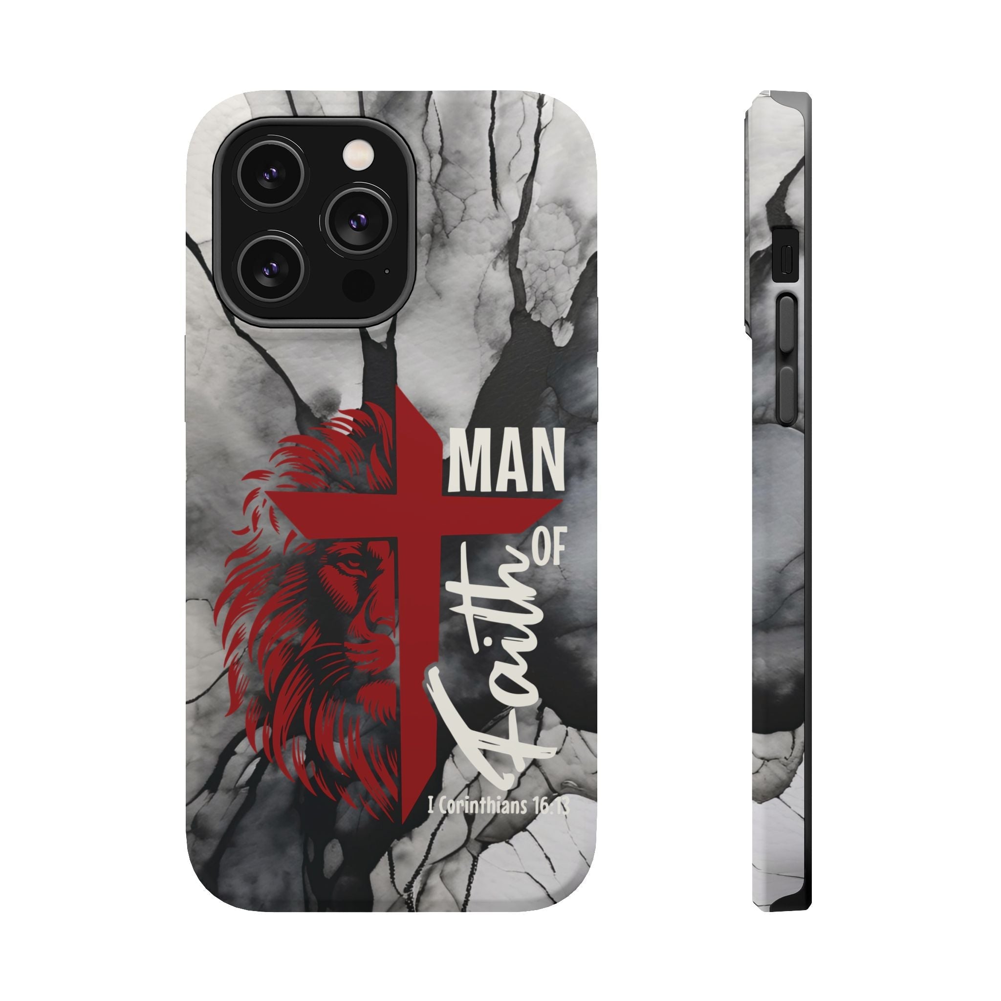 Man of Faith- Magnetic Tough Phone Case - Bible Verse (Red Lion) - (Fits Samsung & Apple) - Sacred Stylz