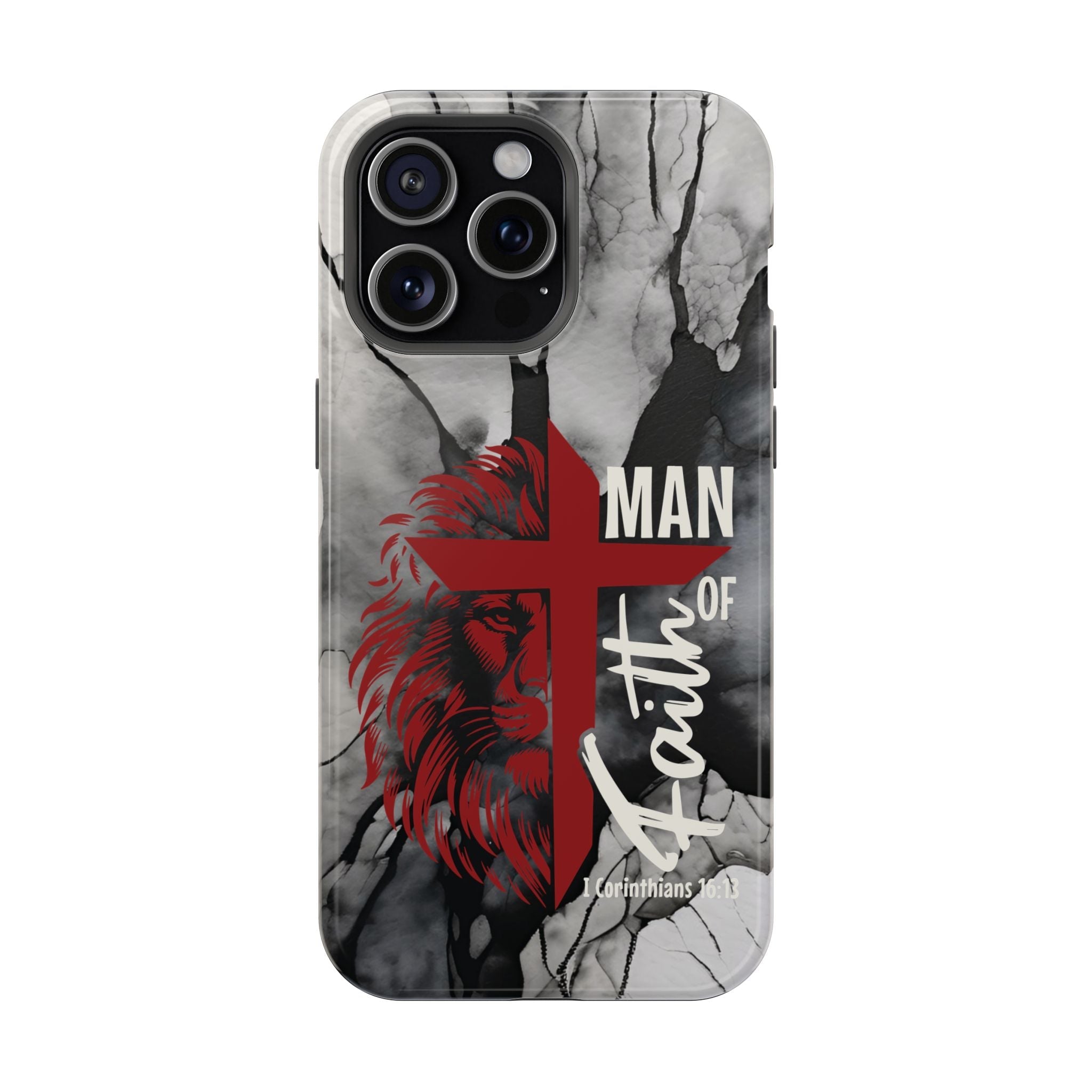Man of Faith- Magnetic Tough Phone Case - Bible Verse (Red Lion) - (Fits Samsung & Apple) - Sacred Stylz