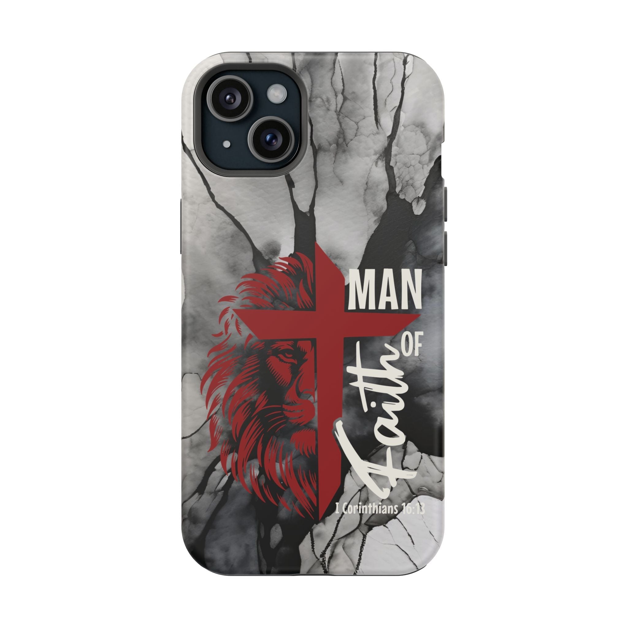 Man of Faith- Magnetic Tough Phone Case - Bible Verse (Red Lion) - (Fits Samsung & Apple) - Sacred Stylz