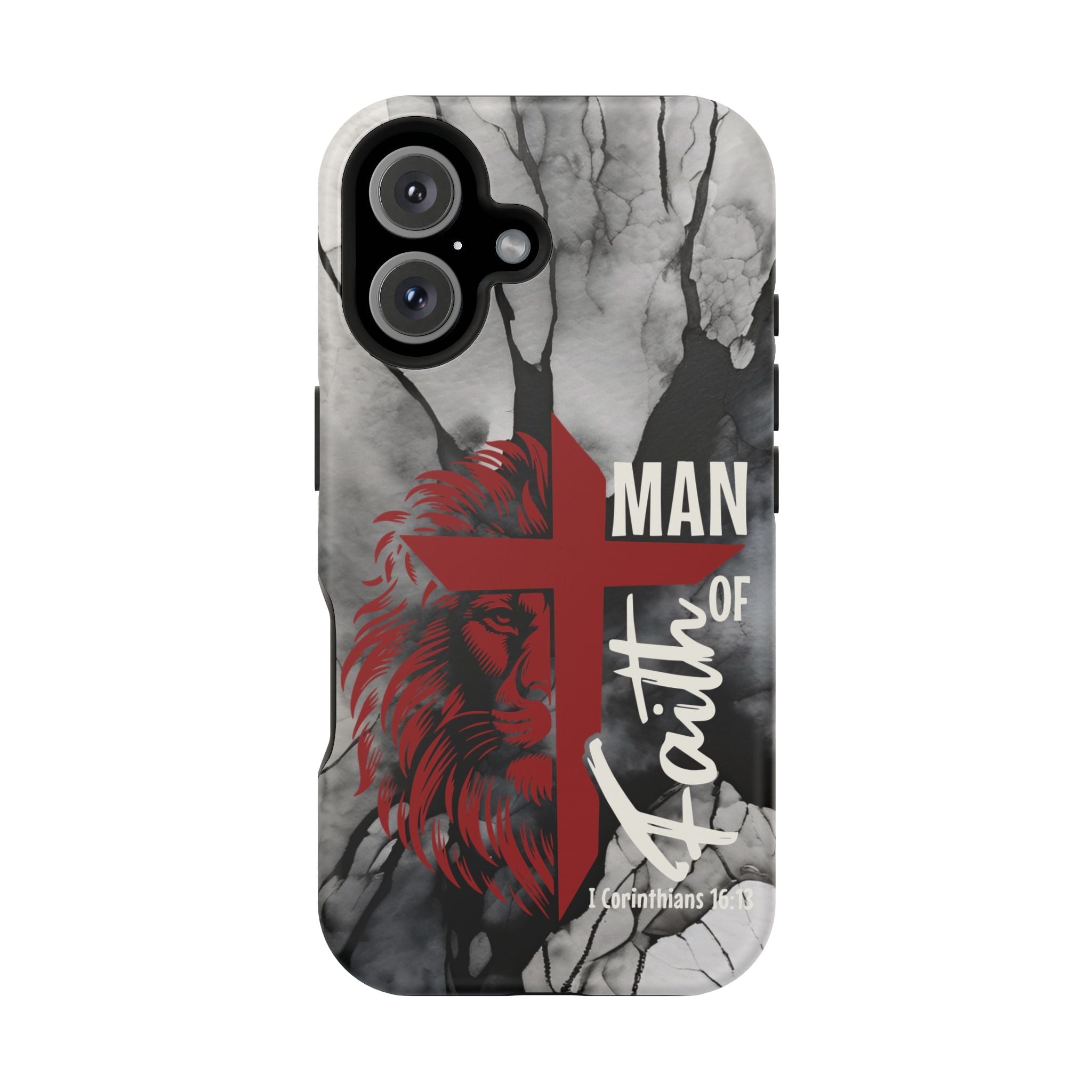 Man of Faith- Magnetic Tough Phone Case - Bible Verse (Red Lion) - (Fits Samsung & Apple) - Sacred Stylz